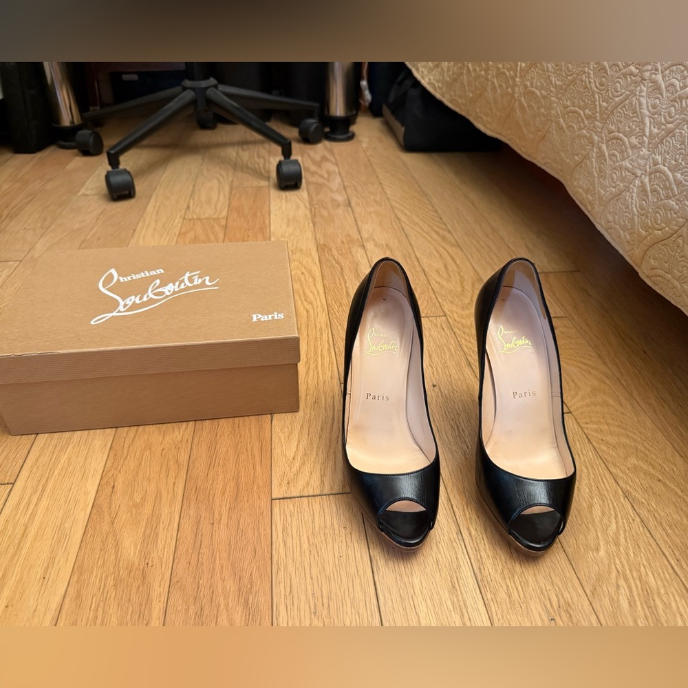 Christian Louboutin Black Peep Toe Heels